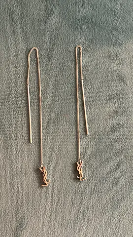 Saint laurent Pair of silver threader earrings with anchor charms