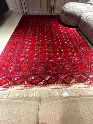 Authentic Handmade Turkmen Pure Wool Carpet – 2×3m