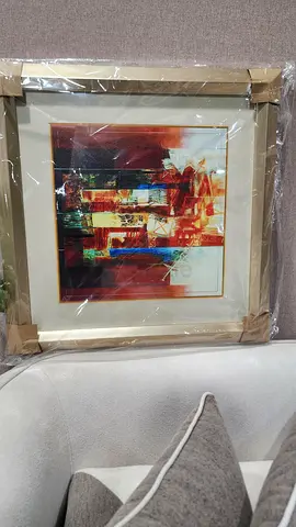 Framed Abstract Art Print - Square Matte & Gold Frame (Like New)