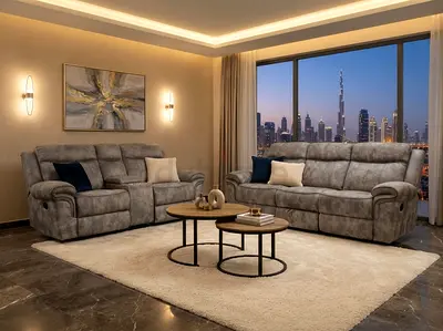 5 seater sofa with coffee table loveseat set - good condition