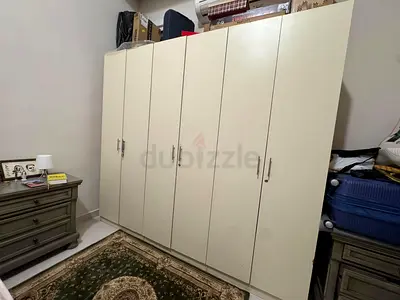 Large 6-Door Cream Wardrobe - Good Condition