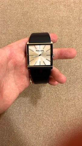 Police brand men's square wristwatch with leather strap - very lightly used