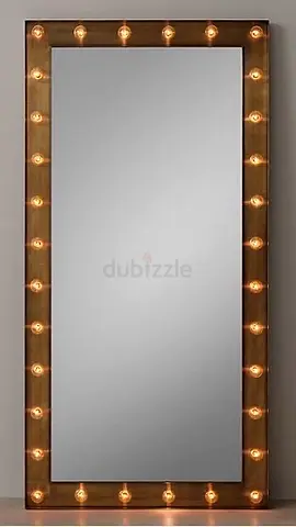 RH x2 Full-Length Framed Mirror with Bulb Vanity Lights
