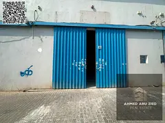 Warehouse for rent in Al Jurf Industrial 1, 2,000 sq.ft ground floor, 21 kW 3-phase power, suitable