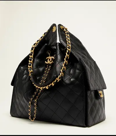 Chanel Black quilted leather gold chain-strap handbag ORIGINAL WITH BOX AND RECEIPT