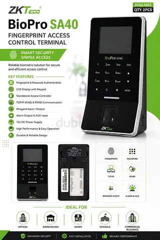 ZKTeco BioPro SA40 Fingerprint Access Control Terminal - Good Condition