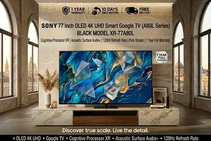 Sony 77" A80L OLED 4K UHD Smart Google TV (XR) - Black Model XR-77A80L