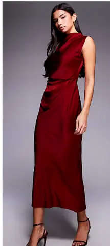 ASOS satin red dress