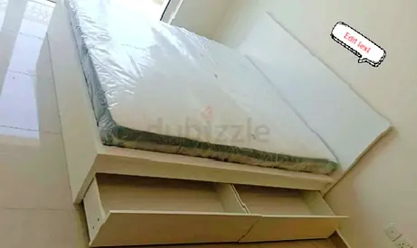 IKEA Malam king size 180×200cm bed frame with IKEA mattress and 2 big storage drawers underneath is