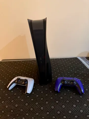 Sony PlayStation 5 Console with 2 Controllers (White + Purple) - Good Condition