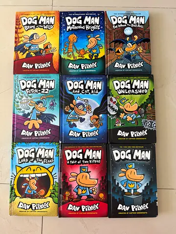 Collection of 9 Dog Man graphic novels by Dav Pilkey - good condition