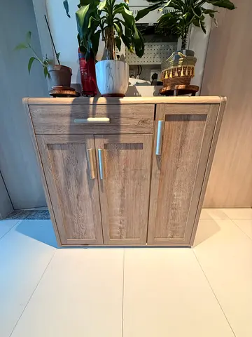 Light Oak Wood Storage Cabinet with Drawer - shoe rack