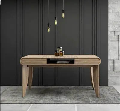 Solid Wood Dining / Study Table / Writing Desk with Storage - Light Oak Finish