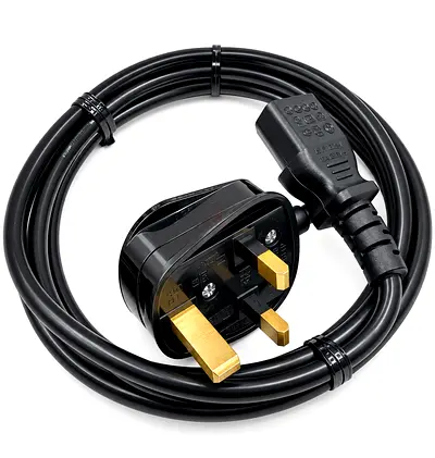 2M UK 13A 3-Pin Power Cable – BS1363 Plug to IEC C13 – 13A Fuse – Black