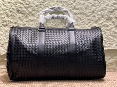 Leather Woven Braided Duffle Bag Weekender Travel Gym Overnight Shoulder Bag
