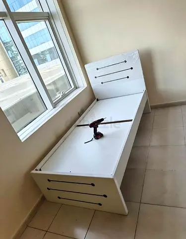 Single white wooden bed frame - good condition