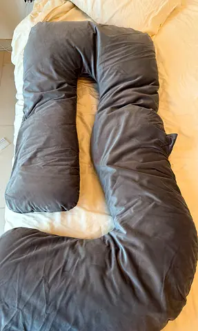 Large U-shaped Pregnancy/Body Pillow — Grey, excellent Condition