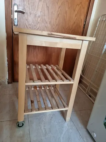 IKEA wooden kitchen trolley / small rolling cart - light wood