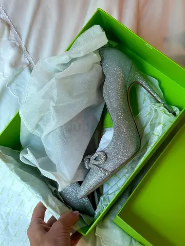 Silver glitter high heel pumps with ankle strap - new 38.5