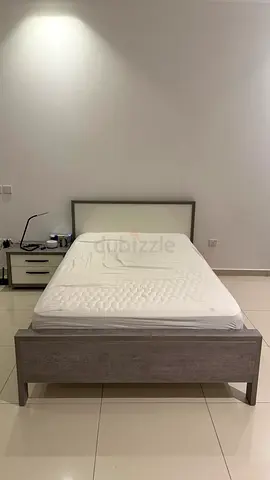 Bed+ Mattress+ Bedside Table