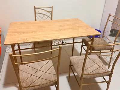 4 Seater Dining Table Set with 4 Chairs – 110x70 cm