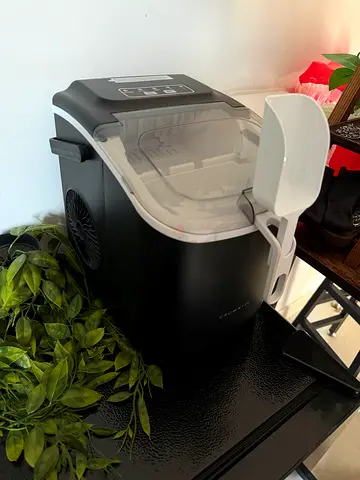Portable Countertop Ice Maker - Compact, White/Black, with Scoop