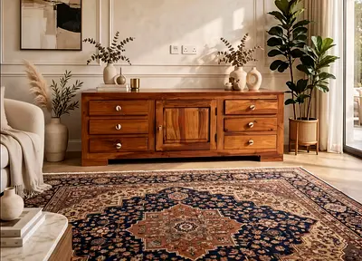 Marina Home solid wood tV table with 6 Drawers