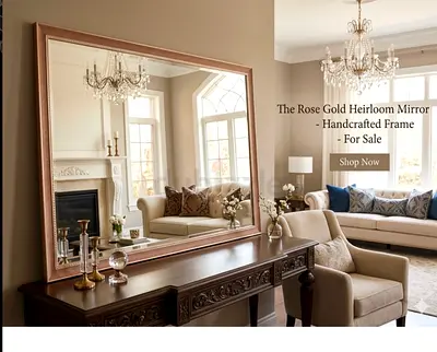 Large Decorative Rose Gold Wall Mirror (97*65cms) brand new