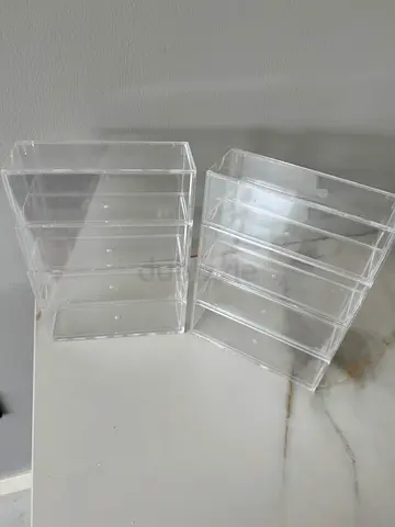 Set of 2 Clear Plastic Drawer Organizers / Cosmetic Storage Trays