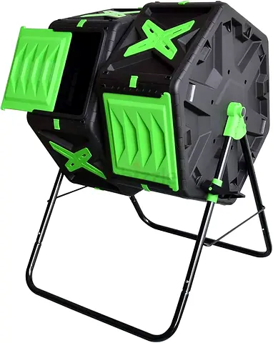 HXSMK Rotating Compost Bin, 140 Liter Capacity, Double Rotating Outdoor Chamber, for Home Garden