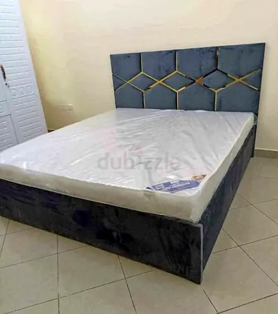 Queen size upholstered bed frame with new mattress