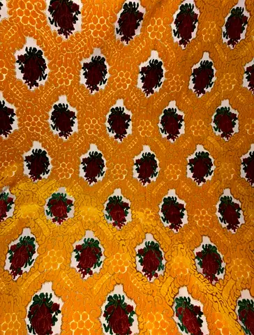 Yellow floral patterned fabric/shalwar material - 20 meter