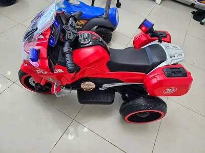 Red Battery-Powered Kids Police Ride-On Motorcycle, Good Condition