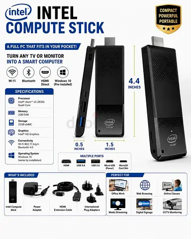 Intel Compute Stick - Compact Windows 10 Mini PC (HDMI) - Good Condition