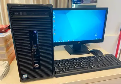 HP desktop full set core i5- 2.5 GHZ 16GB- 620 GB storage, 22 " screen win-10.