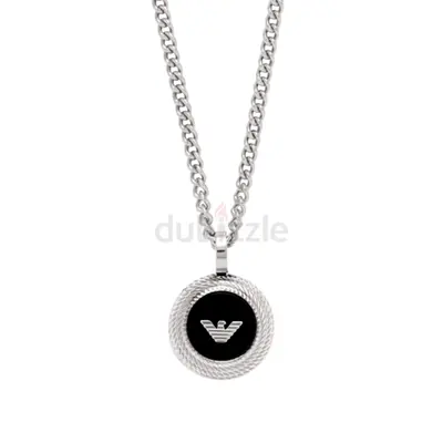 🦅 Emporio Armani Stainless Steel Black Onyx Eagle Necklace