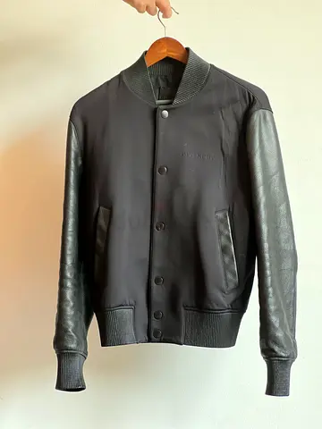 Givenchy Black Bomber Jacket with Leather Sleeves - Size S