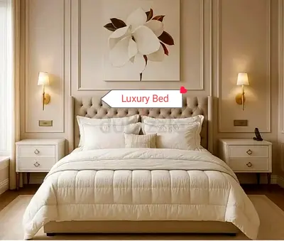 Elegant Luxury Velvet Bed King Size with Spring Mattress