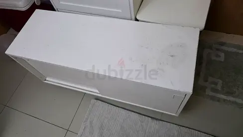 White low TV cabinet / storage unit — used, some marks