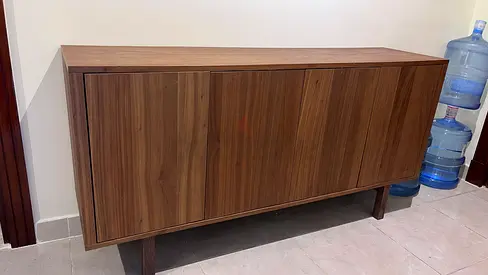 Modern walnut sideboard / storage cabinet - 3 doors