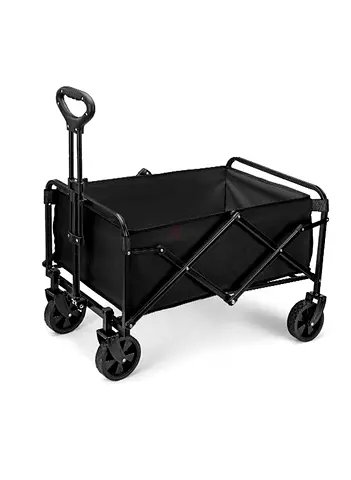 Foldable Utility Wagon/Beach Cart with Handle - Black