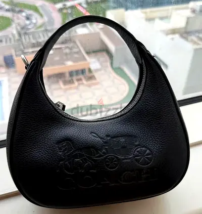 Black Coach Crescent Hobo Bag — Small Leather Handbag