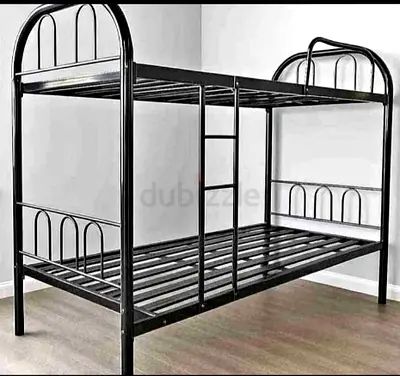 Sturdy Black Metal Bunk Bed Frame - Double/Single Combination
