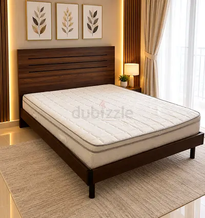 Solid Wood  Bed Frame with Headboard - Dark Walnut