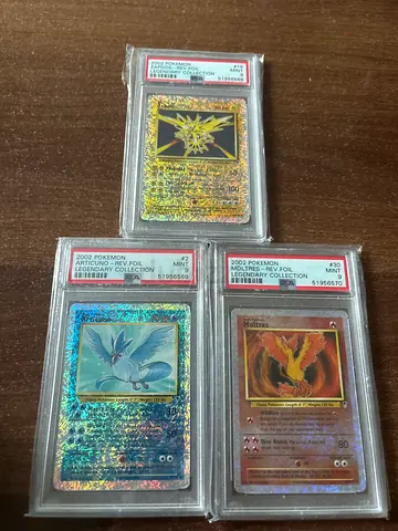 Zapdos,Articuno,Moltres Legendary Collection Reverse Holo Sequential PSA 9’s