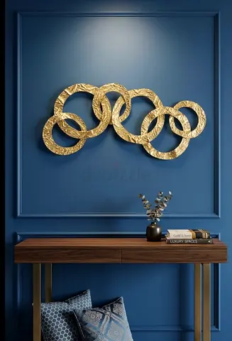 Gold Interlocking Circles Metal Wall Art - original price 199aed- new with tag