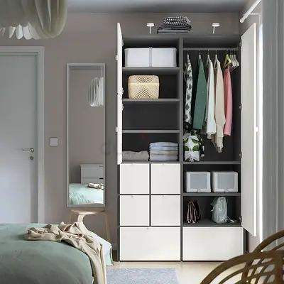 IKEA-style 3-door Wardrobe with Shelves and Drawers - Good Condition