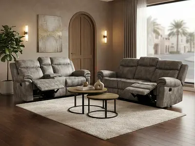5 seater Recliner Sofa Set in Fabric — Excellent Condition