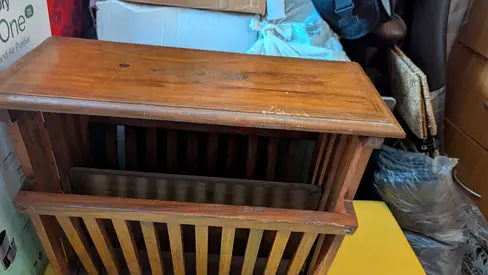 Solid Wood Magazine Rack / Side Table - Rustic Finish