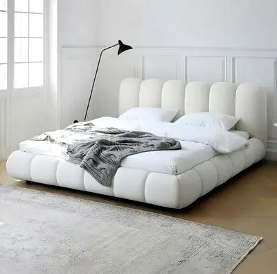 Modern Design King Size Luxury Fabric Bed with Spring Mattress